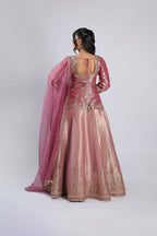 Pink Lehenga Choli in Tissue  Silk with Zari, Resham Thread & Sequins
