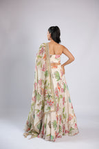 Ivory Lehenga Choli in Soft Organza with Zari & Sequins Work