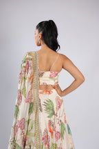 Ivory Lehenga Choli in Soft Organza with Zari & Sequins Work