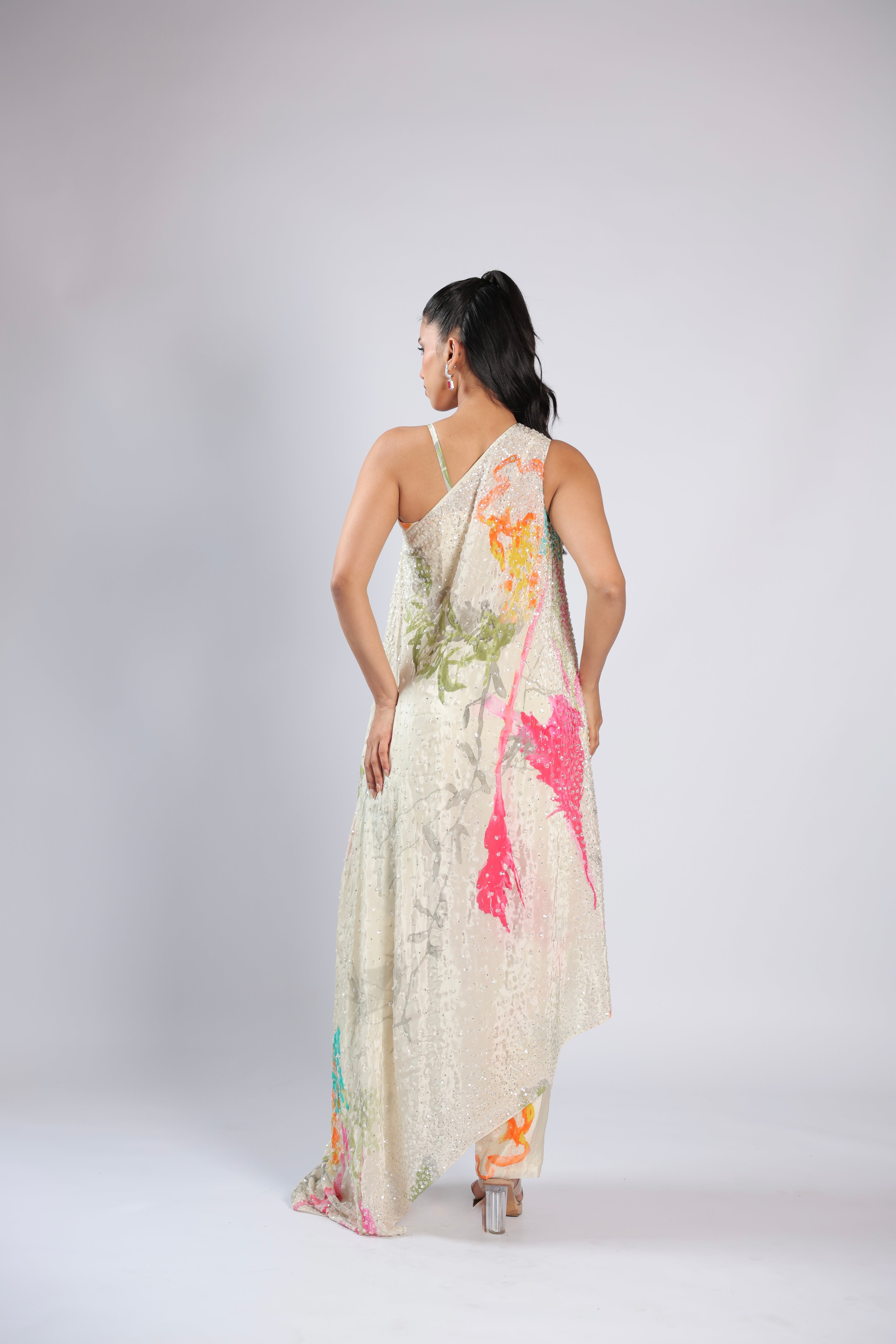 Ivory Cord Set in Crepe with Sequins &  Beat Work