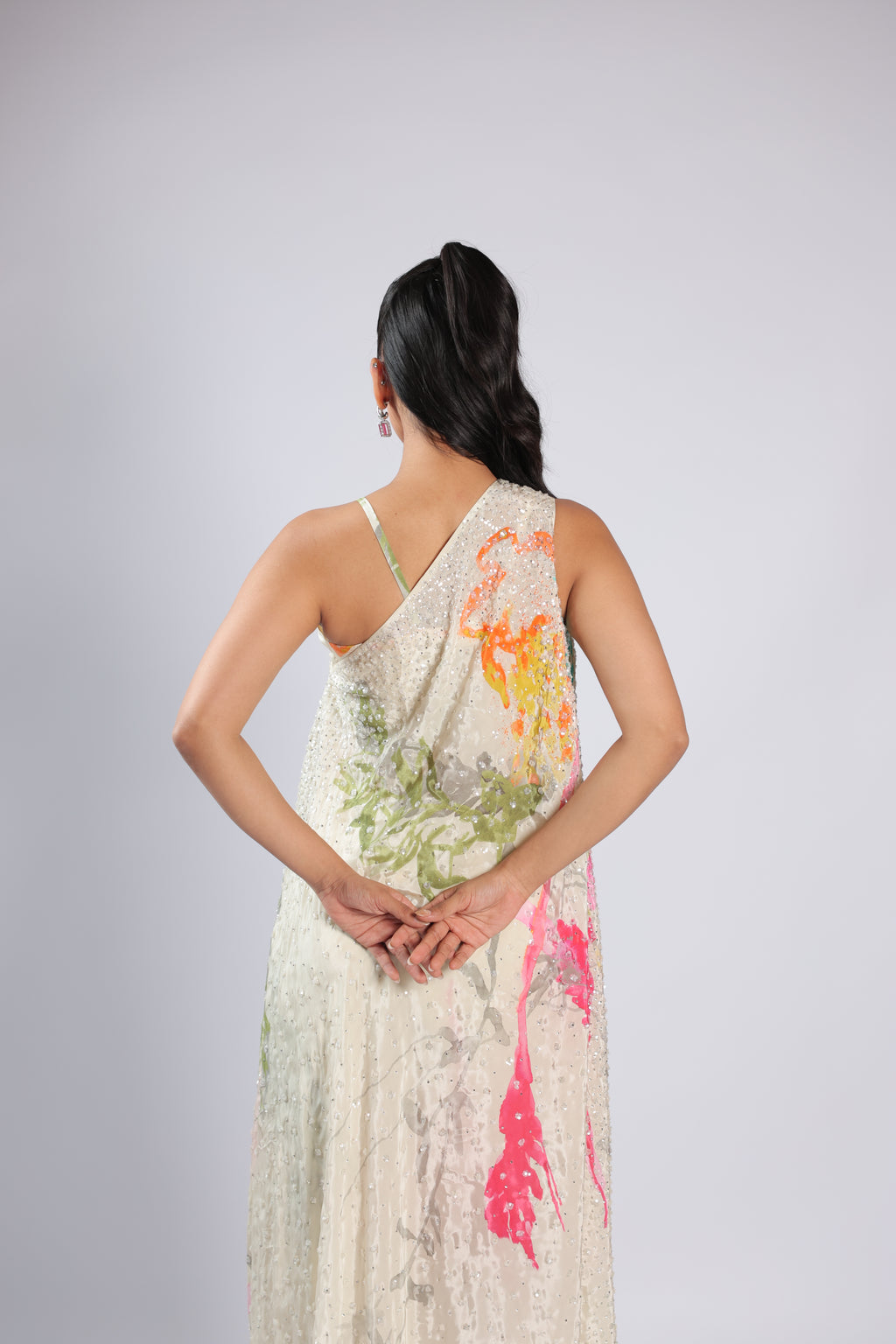 Ivory Cord Set in Crepe with Sequins &  Beat Work