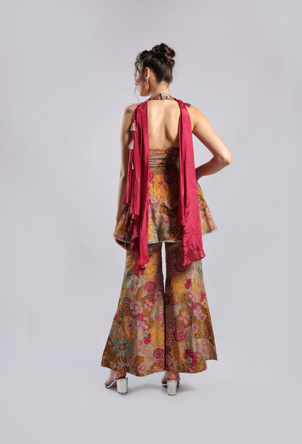 Multi Crepe Rm Plazo Set