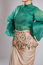 Green Lycra Rm Plazo Suit
