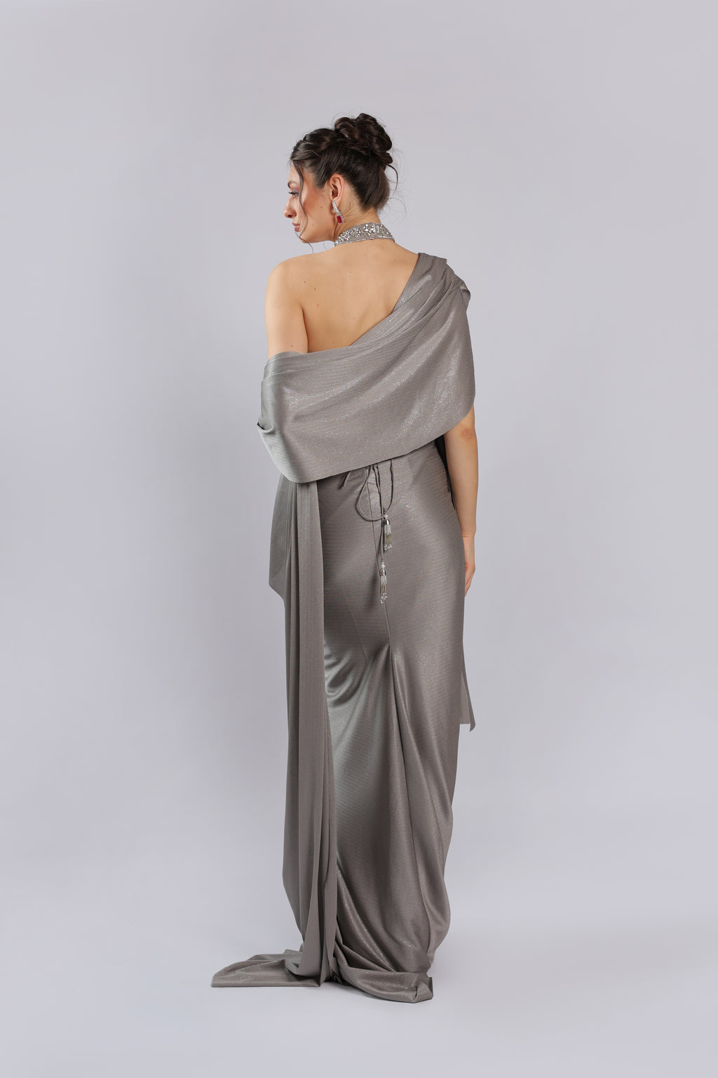 Grey Lycra Lehenga Choli
