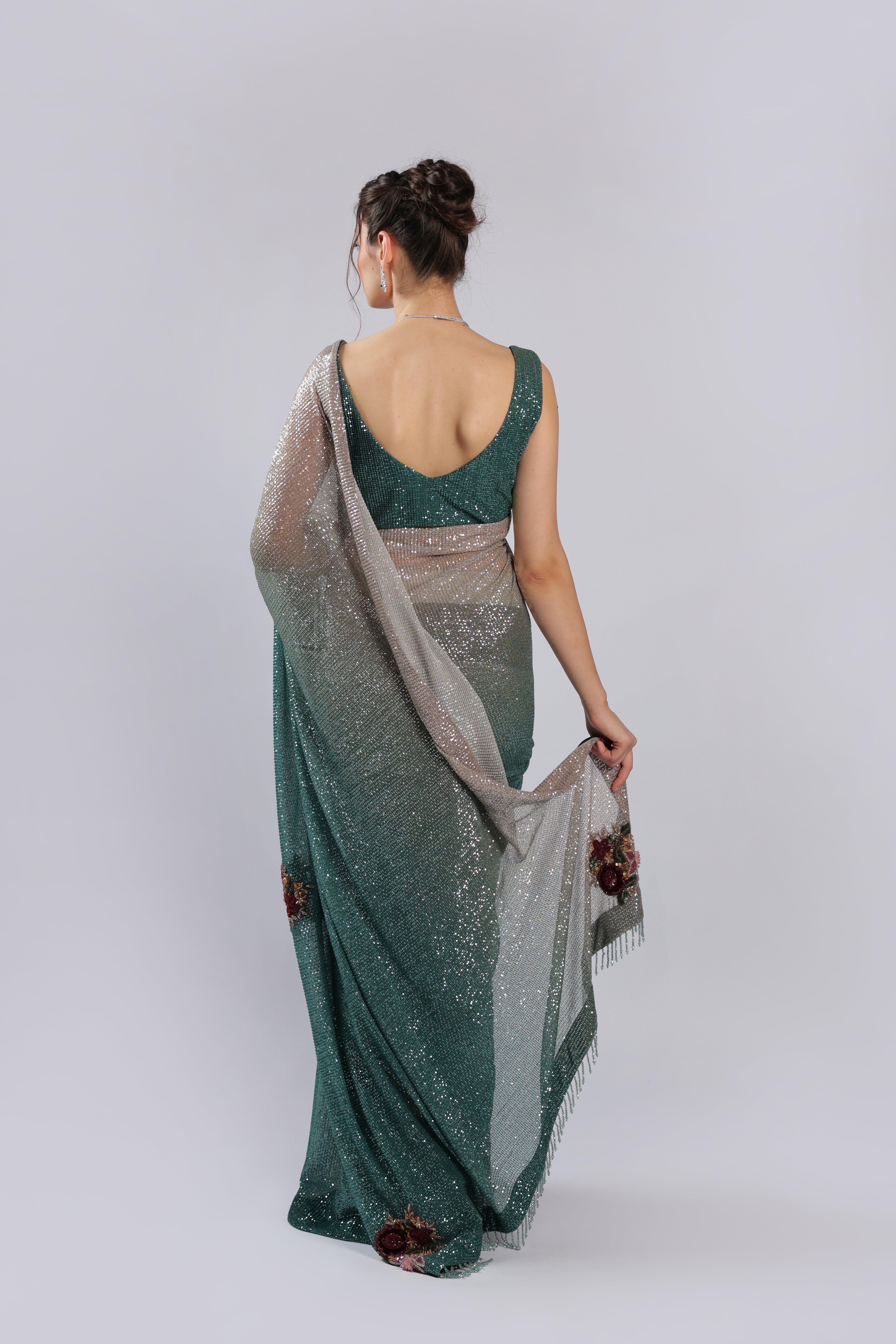 Green Lycra Saree