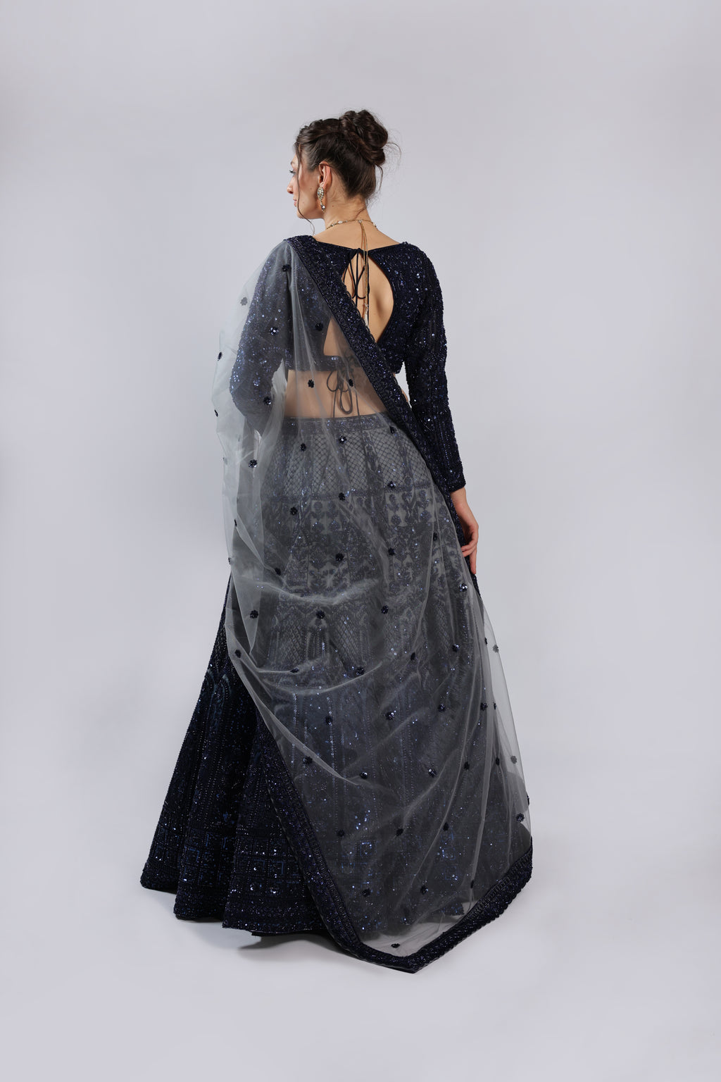 Navy Blue Net Lehenga Choli