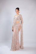 Pink Net Drape Saree