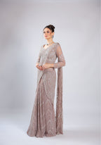 Lavender Net Drape Saree