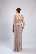 Lavender Net Drape Saree