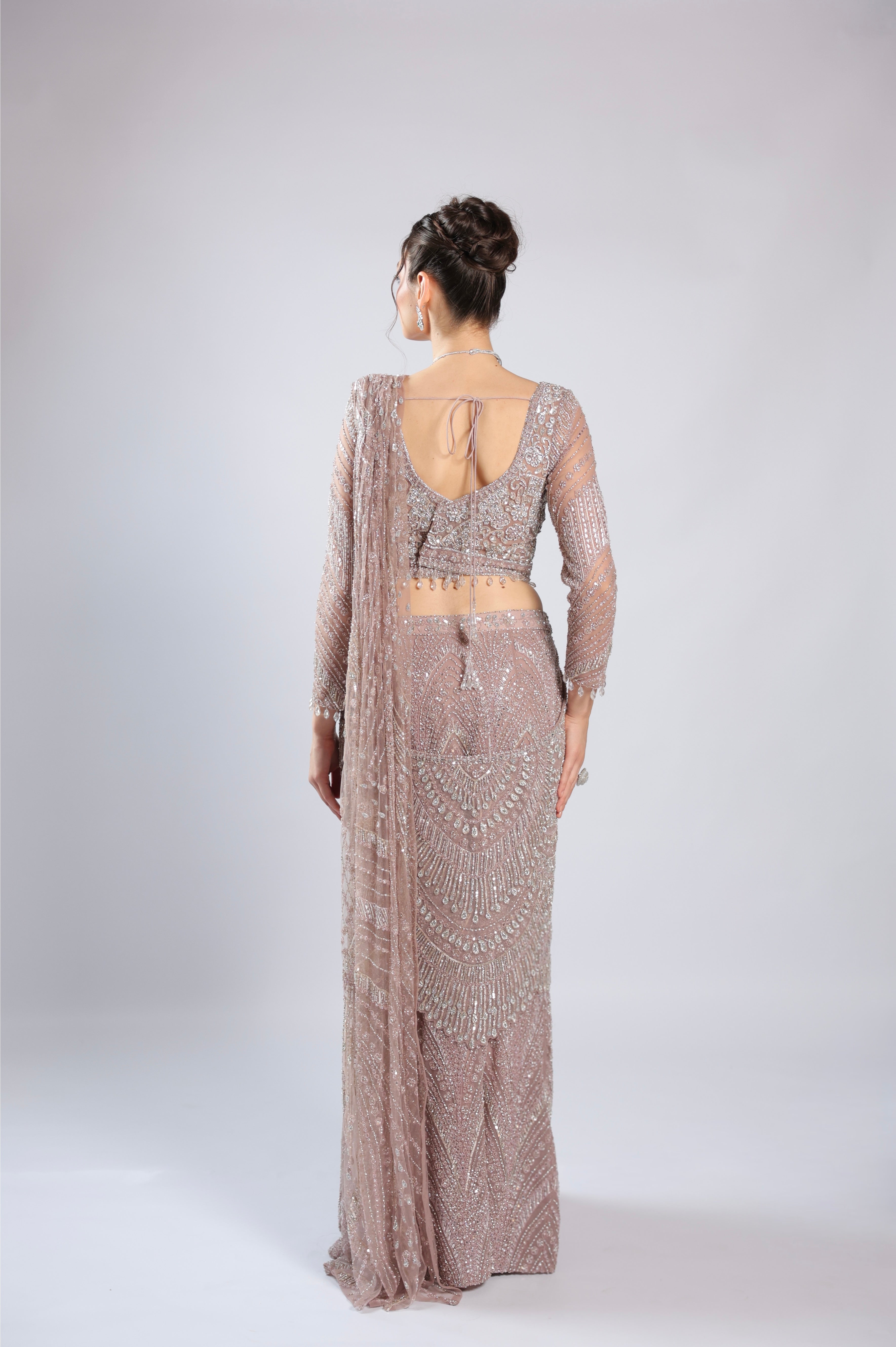 Lavender Net Drape Saree