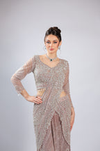 Lavender Net Drape Saree