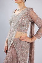 Lavender Net Drape Saree