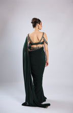Emerald Green Lycra Drape Saree