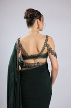 Emerald Green Lycra Drape Saree