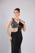 Black Lycra Drape Saree