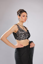 Black Lycra Drape Saree