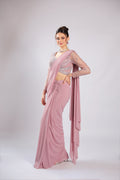 Pink Lycra Drape Saree