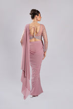 Pink Lycra Drape Saree