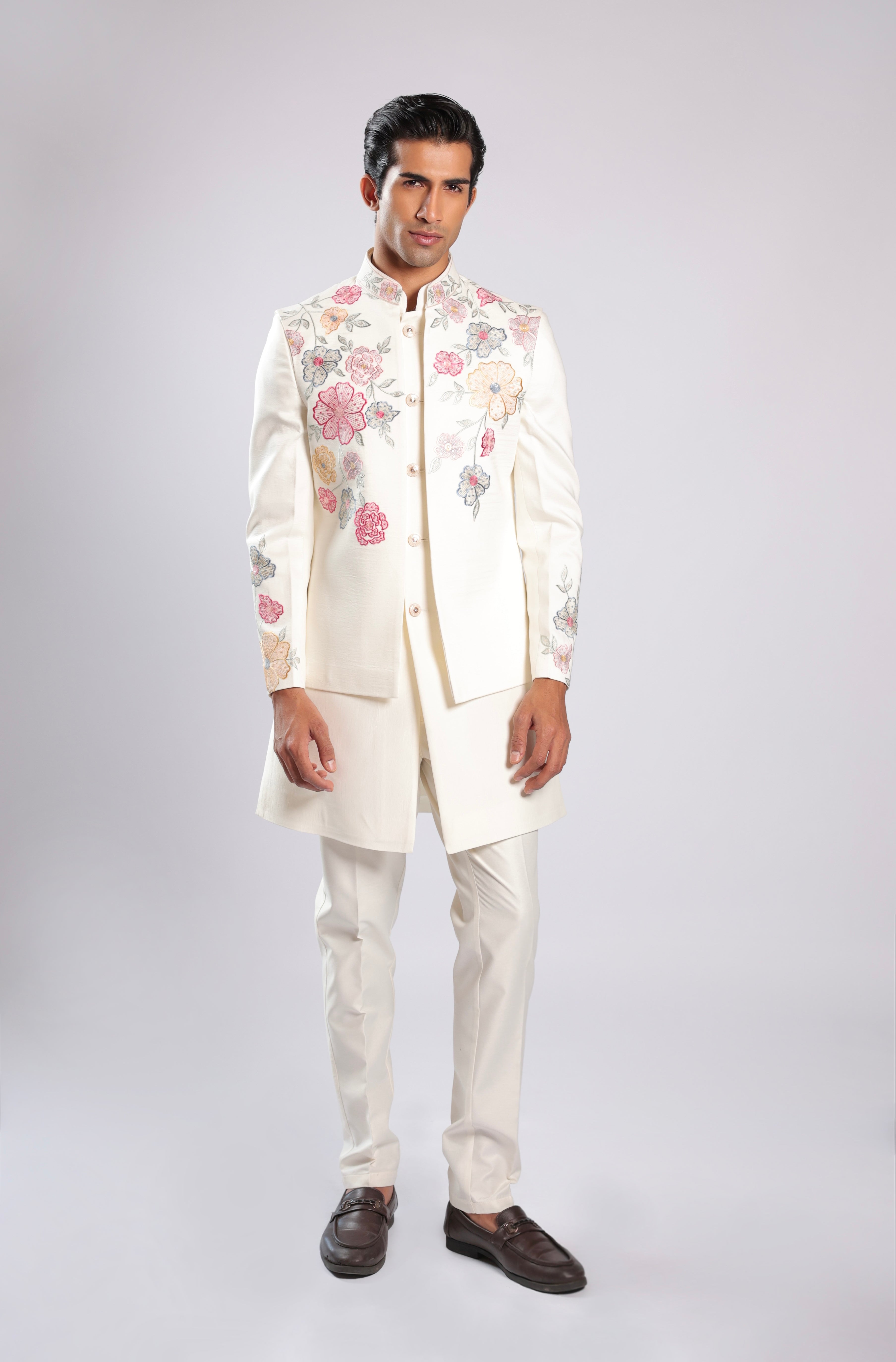 Cream Cotton Silk Indo Set