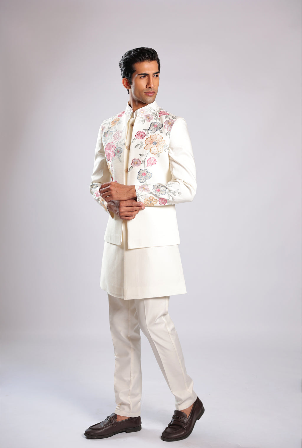 Cream Cotton Silk Indo Set