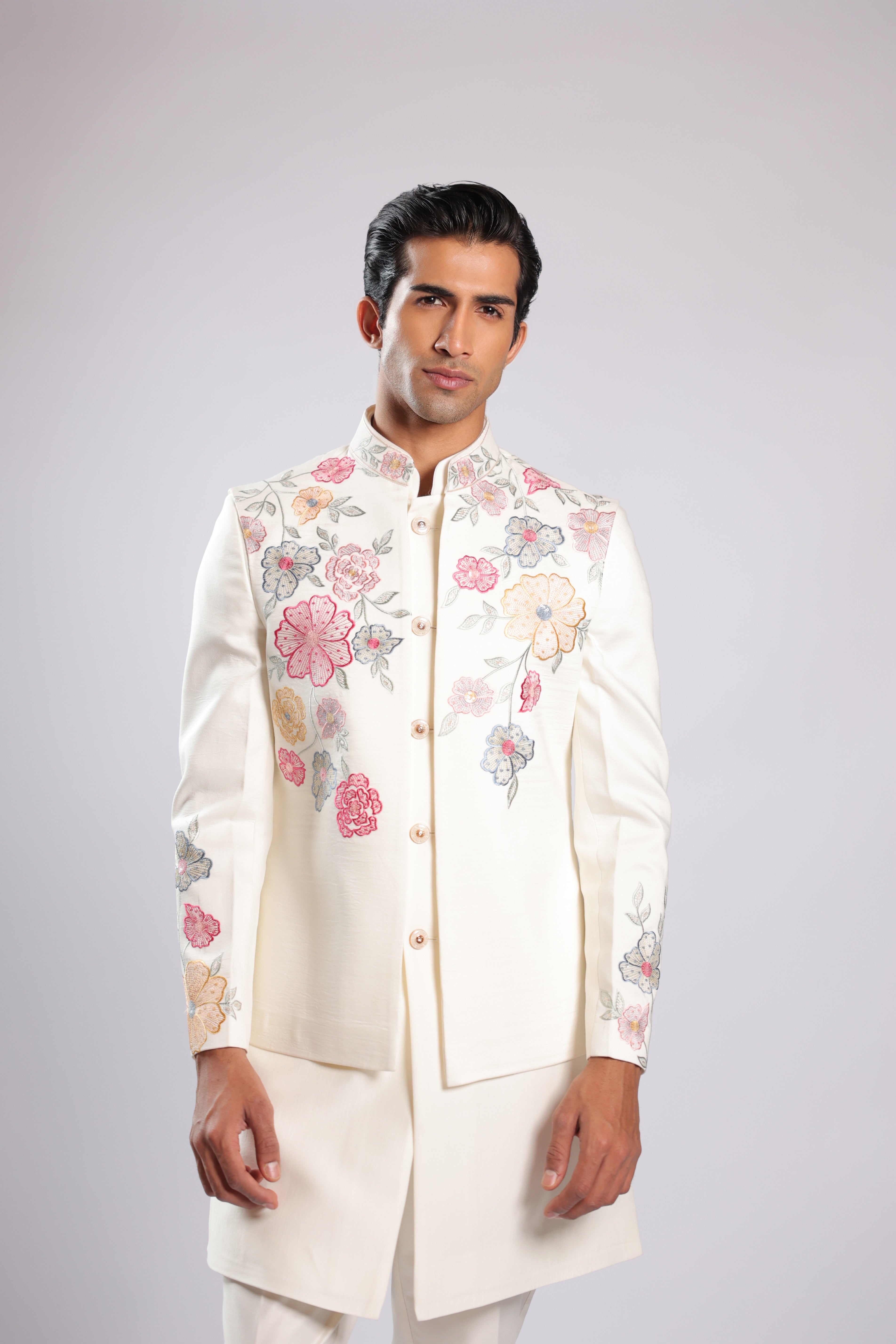 Cream Cotton Silk Indo Set