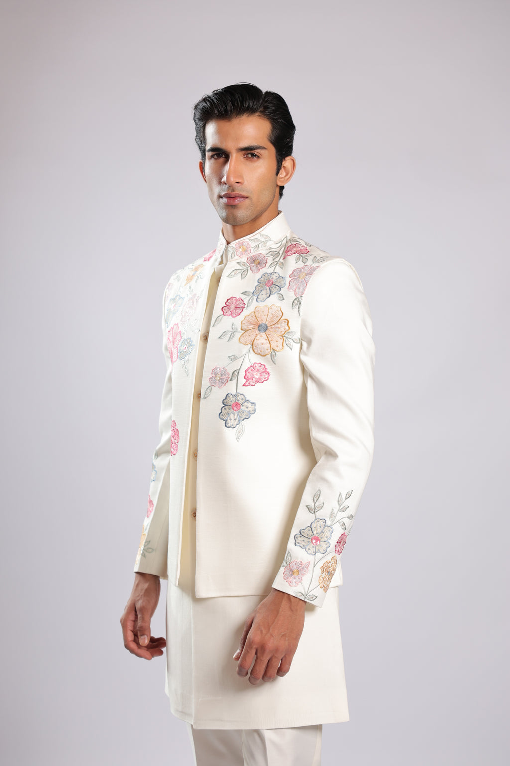 Cream Cotton Silk Indo Set