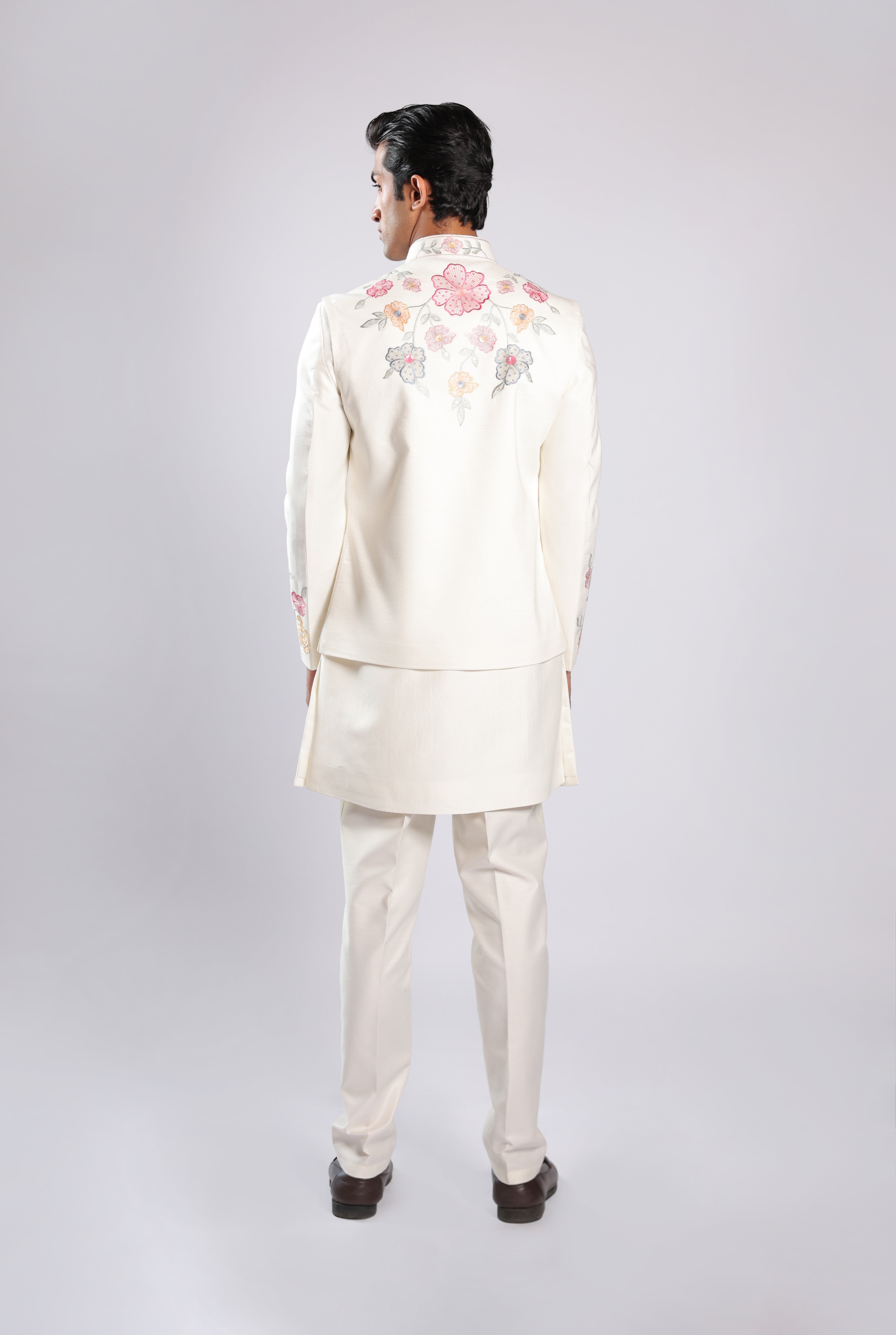 Cream Cotton Silk Indo Set