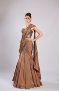 Brown Satin Drape Saree