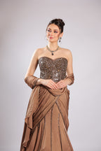 Brown Satin Drape Saree