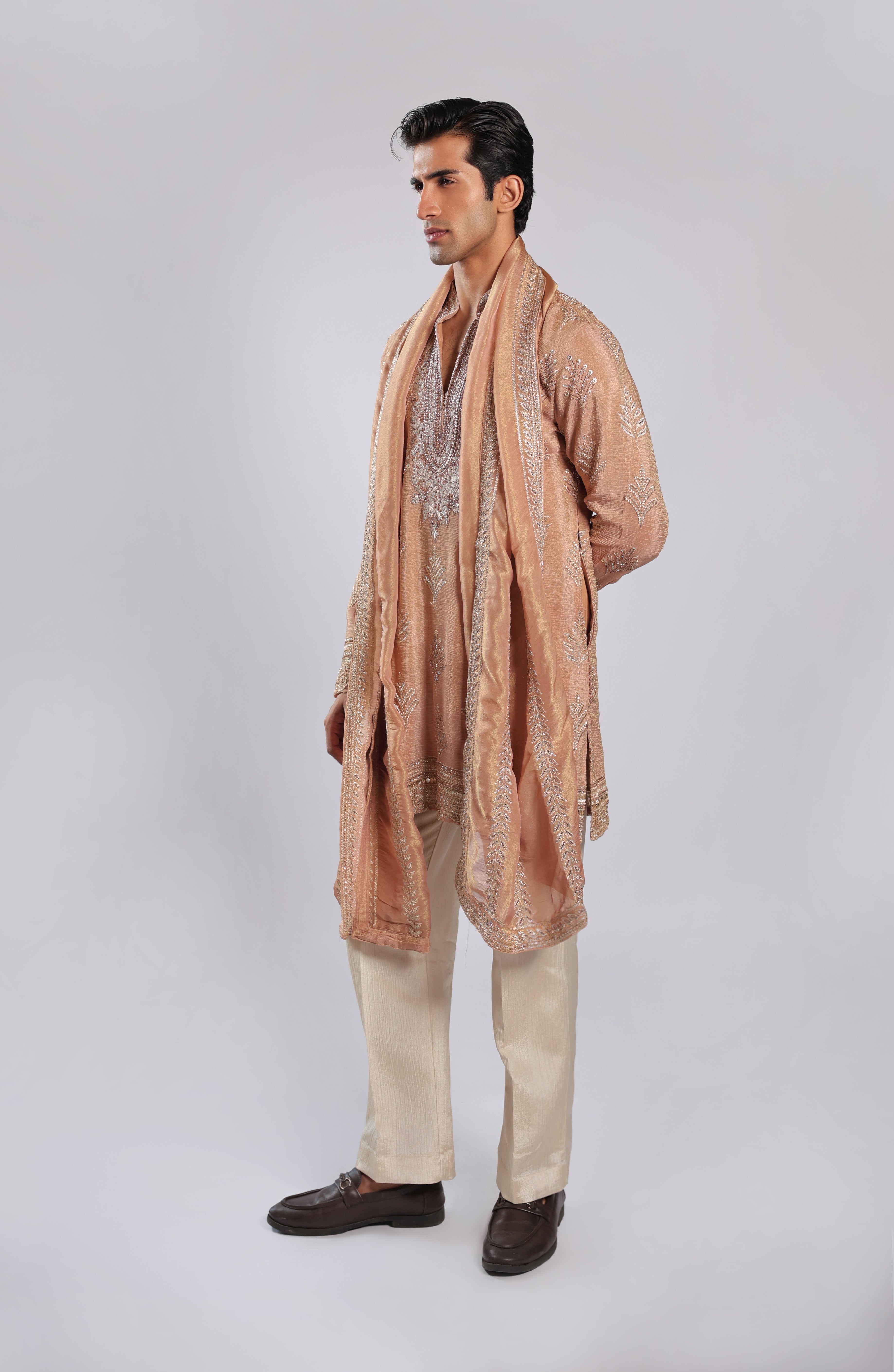 Peach Georgette Kurta Set