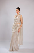 Ivory Lycra Drape Saree
