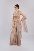 Rose Gold Tissue Silk Rm Plazo Suit