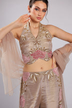 Rose Gold Tissue Silk Rm Plazo Suit
