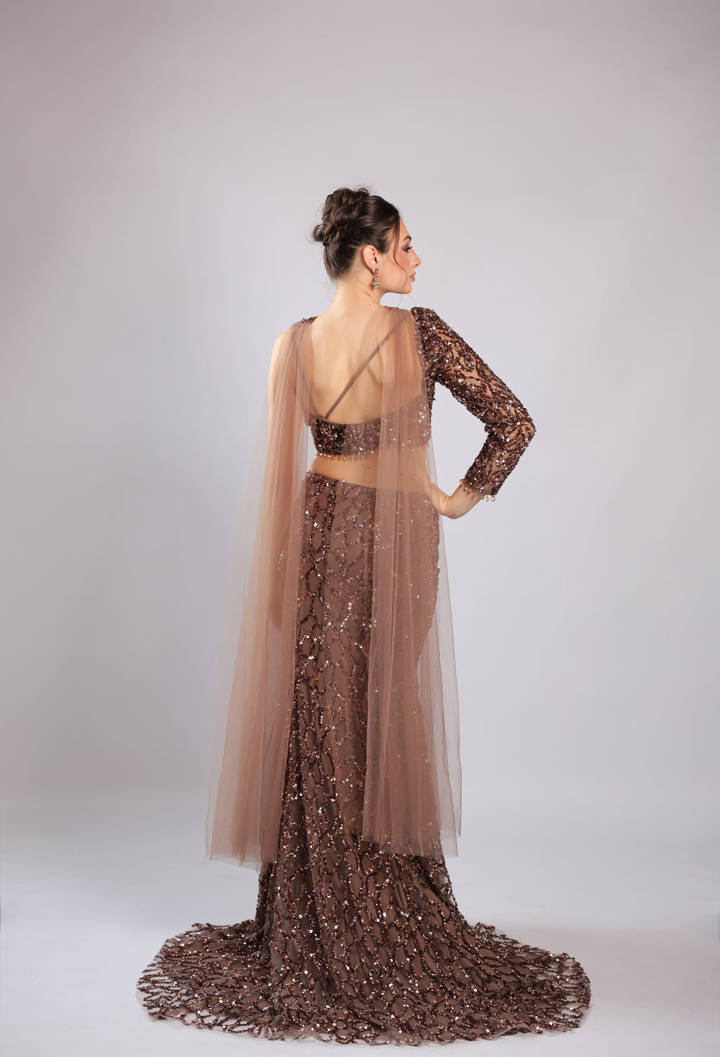 Brown Net Lehenga Choli