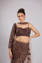 Brown Net Lehenga Choli