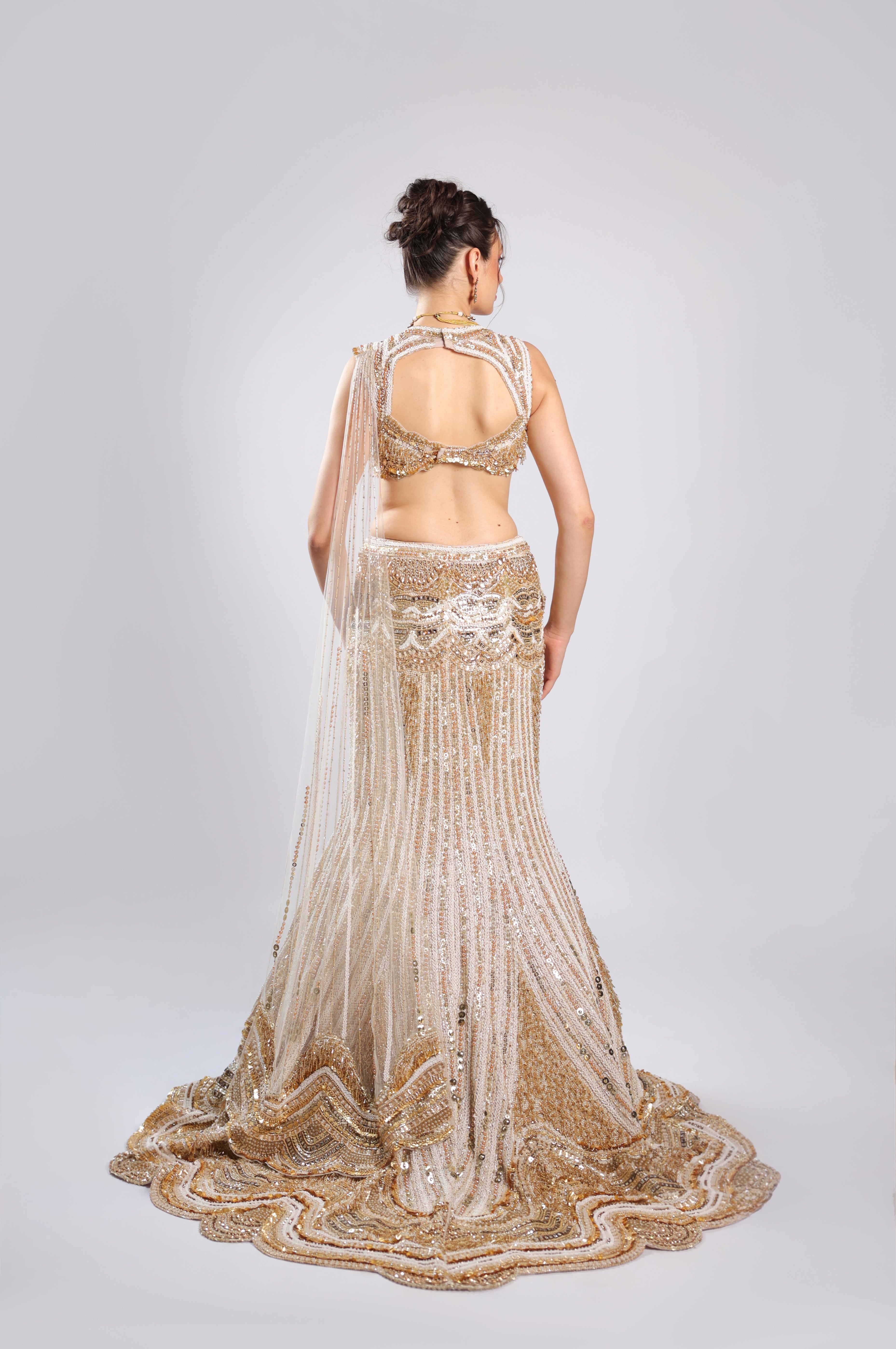 Gold Net Lehenga Choli