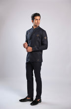 Navy Blue Linen Kurta Set
