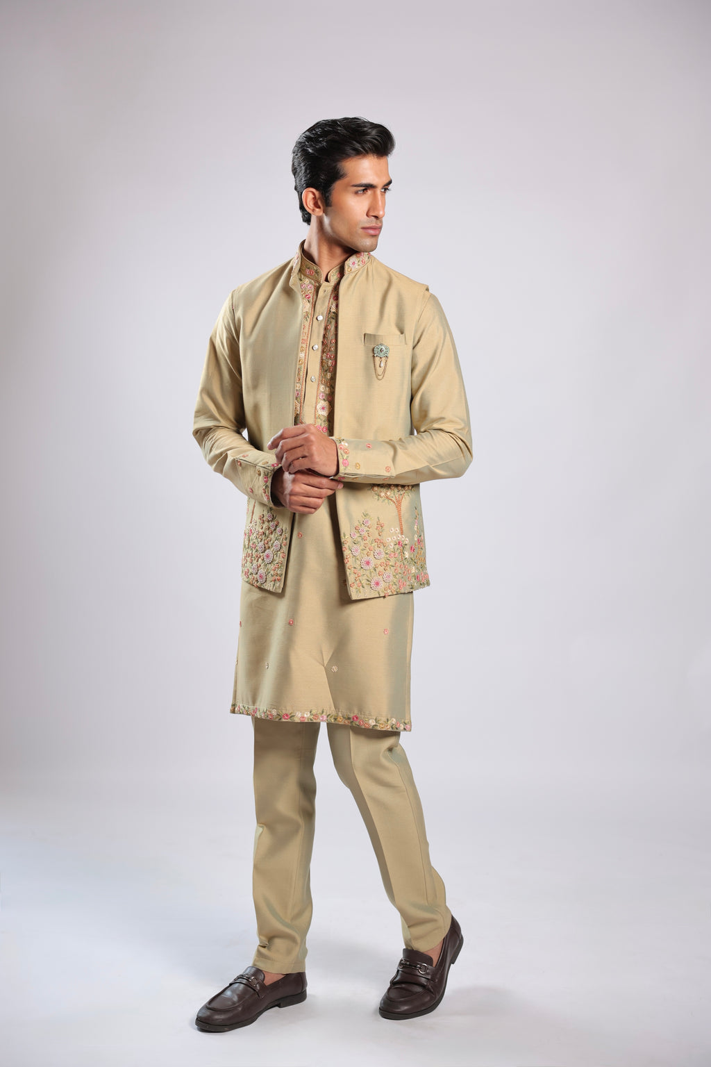 Pista Cotton Silk Kurta Set