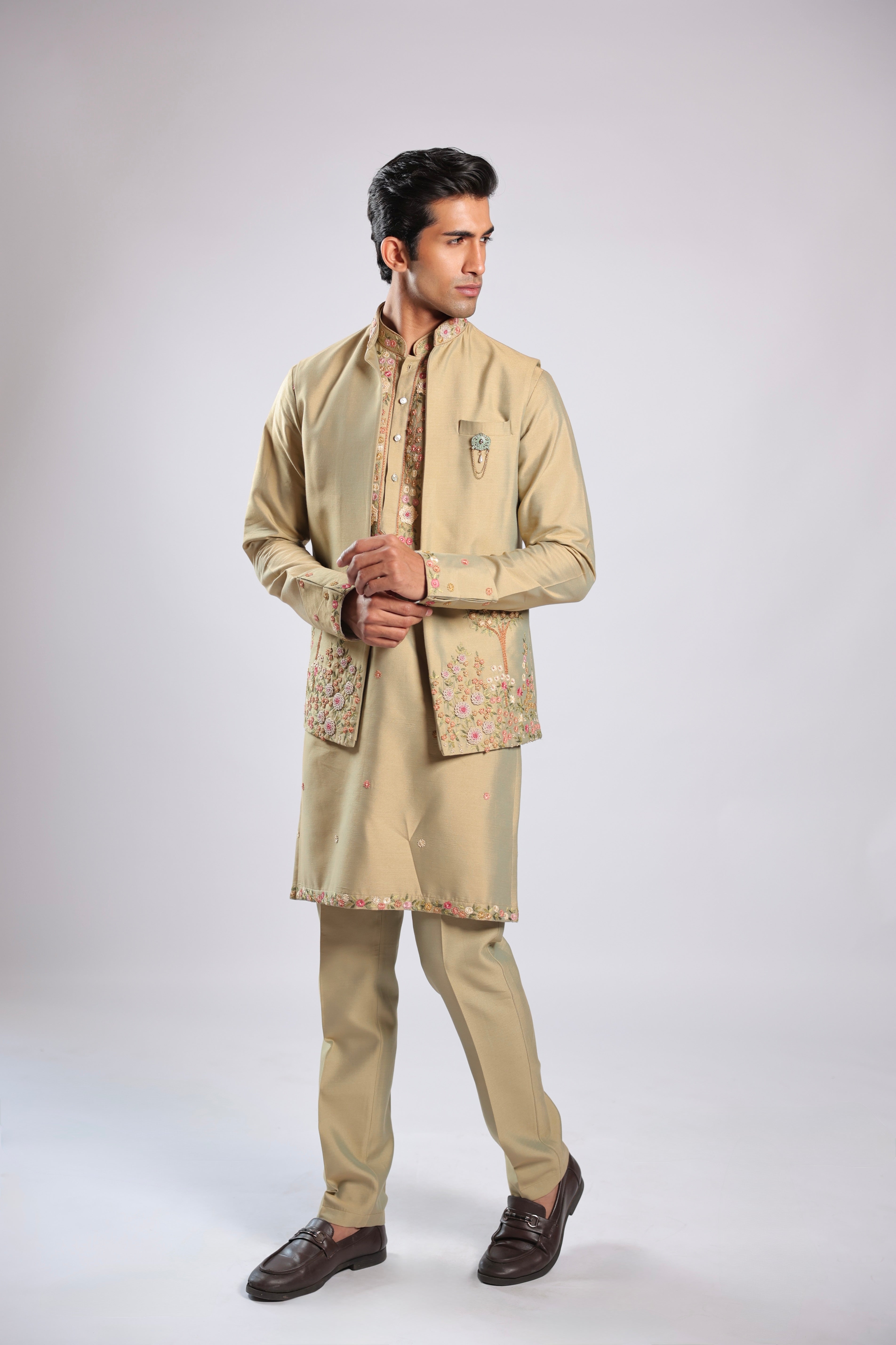 Pista Cotton Silk Kurta Set