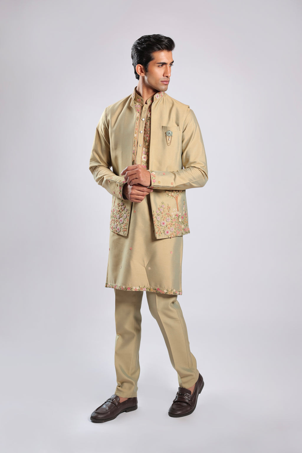 Pista Cotton Silk Kurta Set