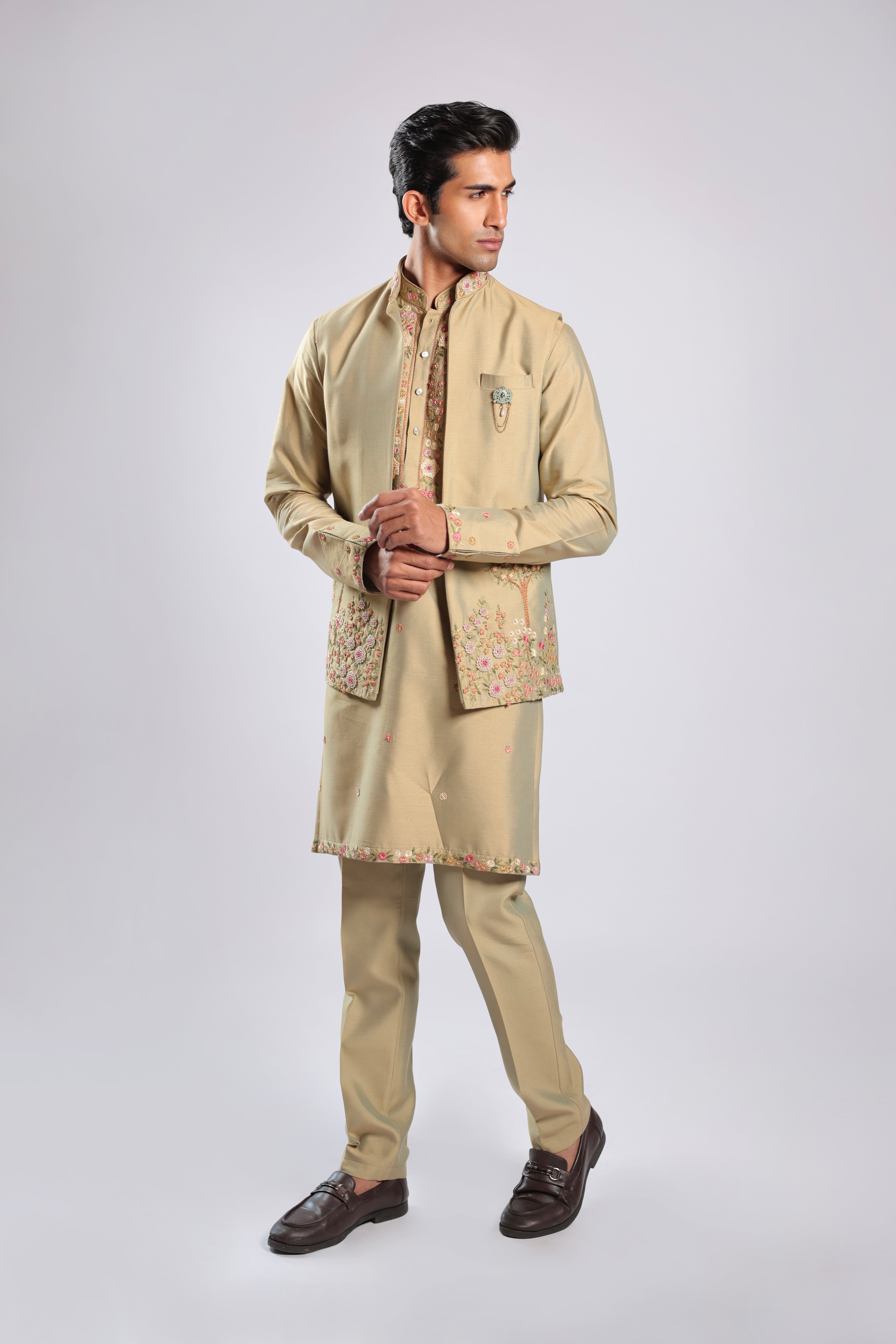 Pista Cotton Silk Kurta Set