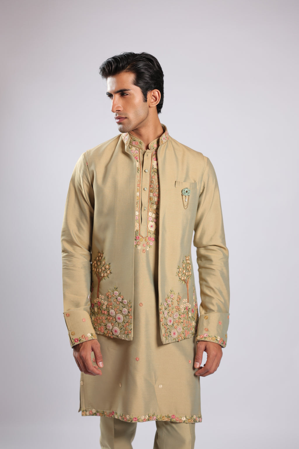 Pista Cotton Silk Kurta Set