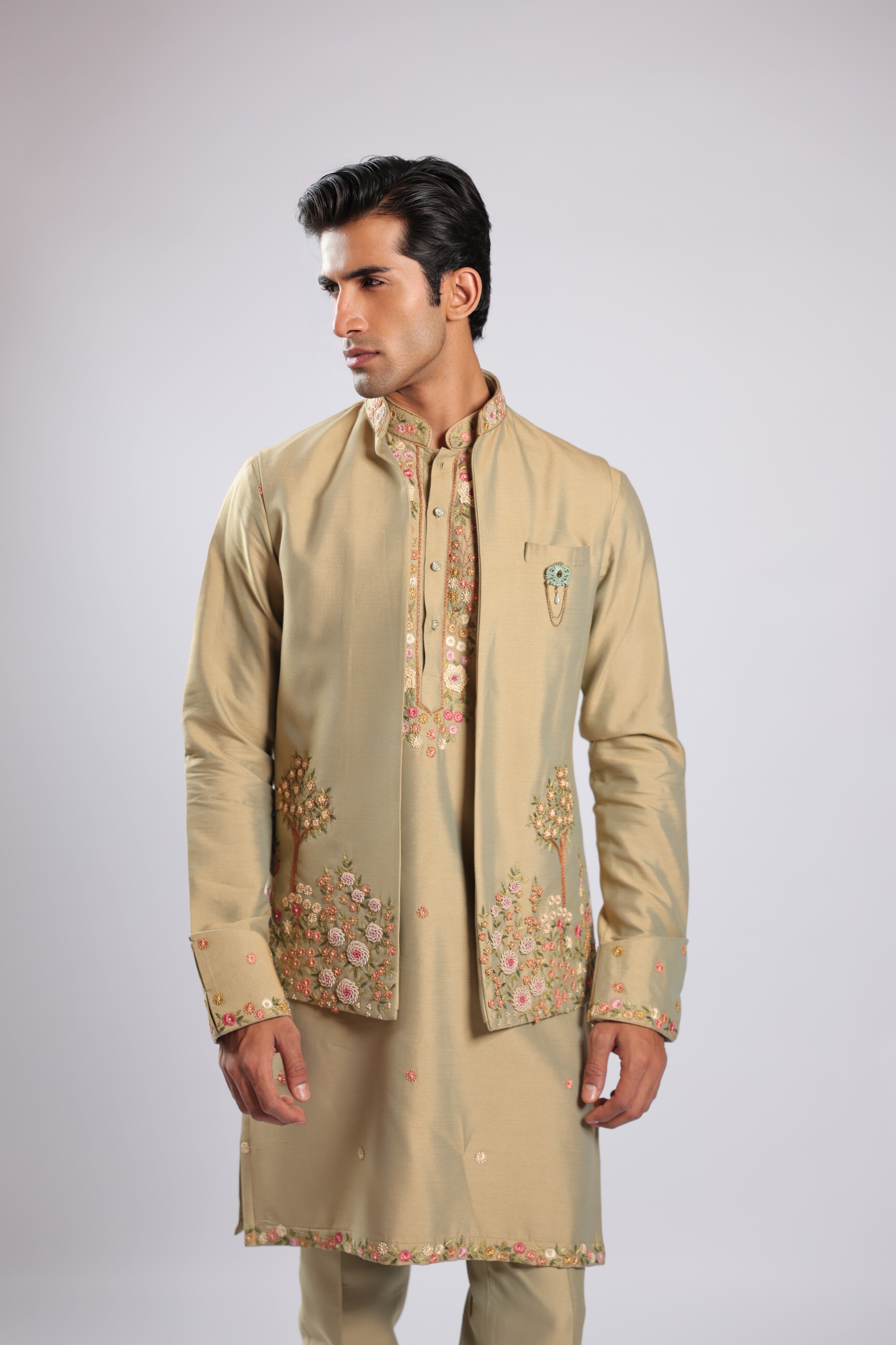 Pista Cotton Silk Kurta Set