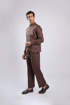 Brown Linen Kurta Set