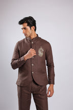 Brown Linen Kurta Set