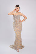 Cream Net Gown