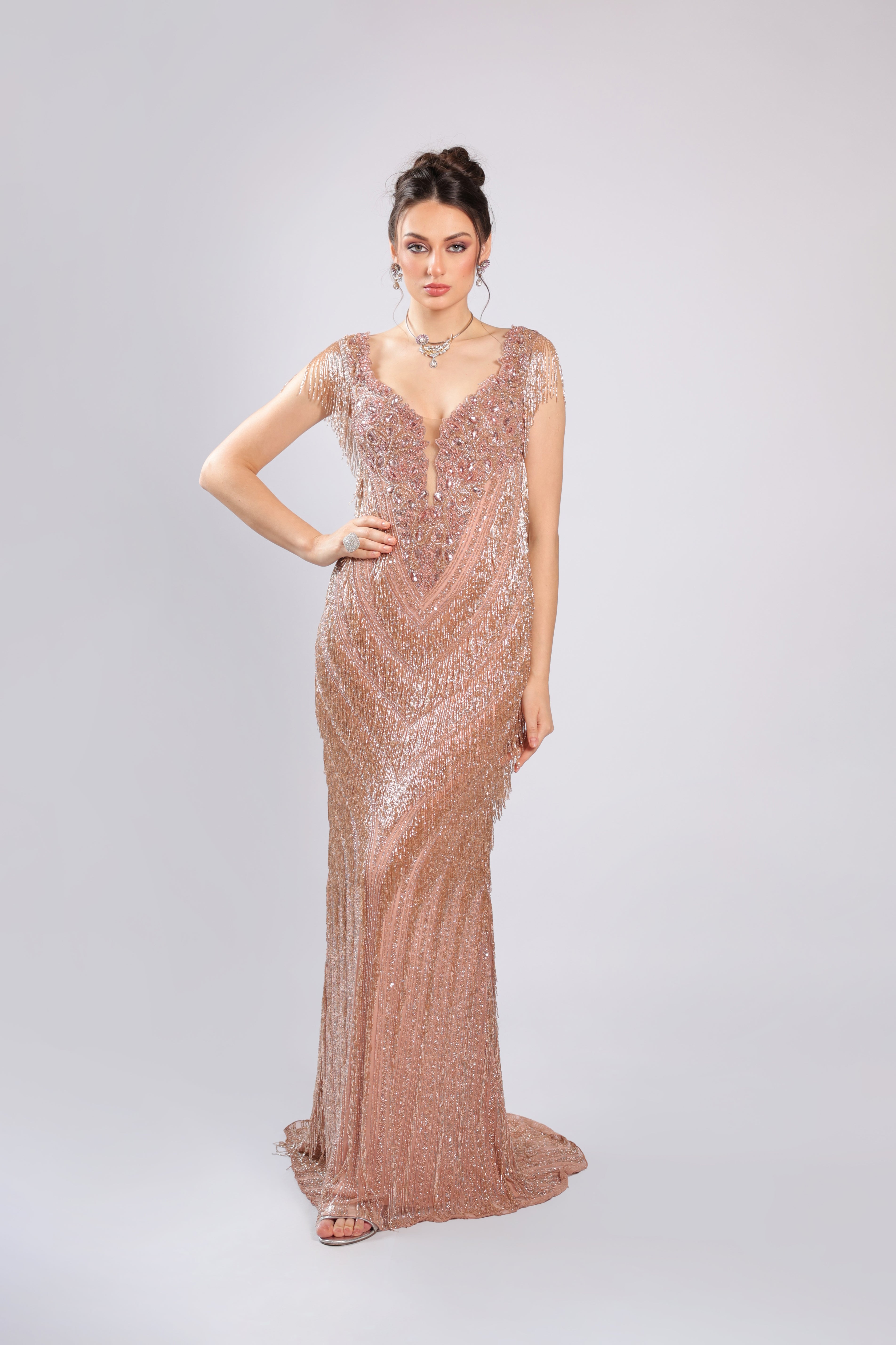Peach Net Gown