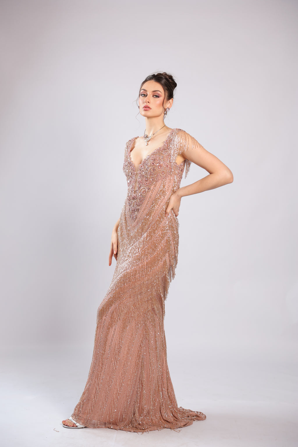 Peach Net Gown