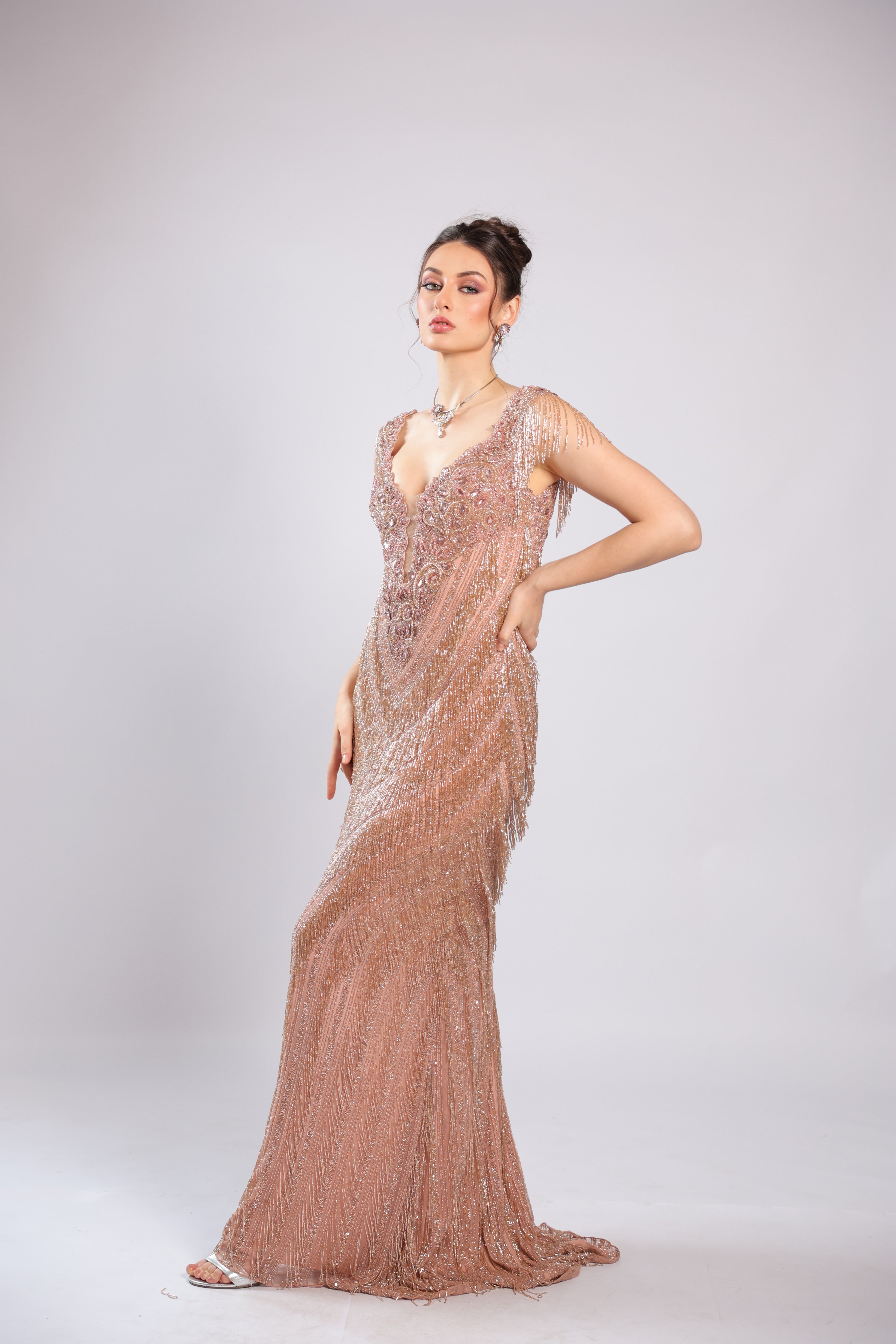 Peach Net Gown