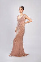 Peach Net Gown